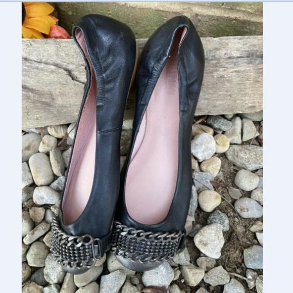 Joy & Peace Ballet Black/ Pewter Leather Chains Driving Flats Shoe Size US 6 - Picture 5 of 8